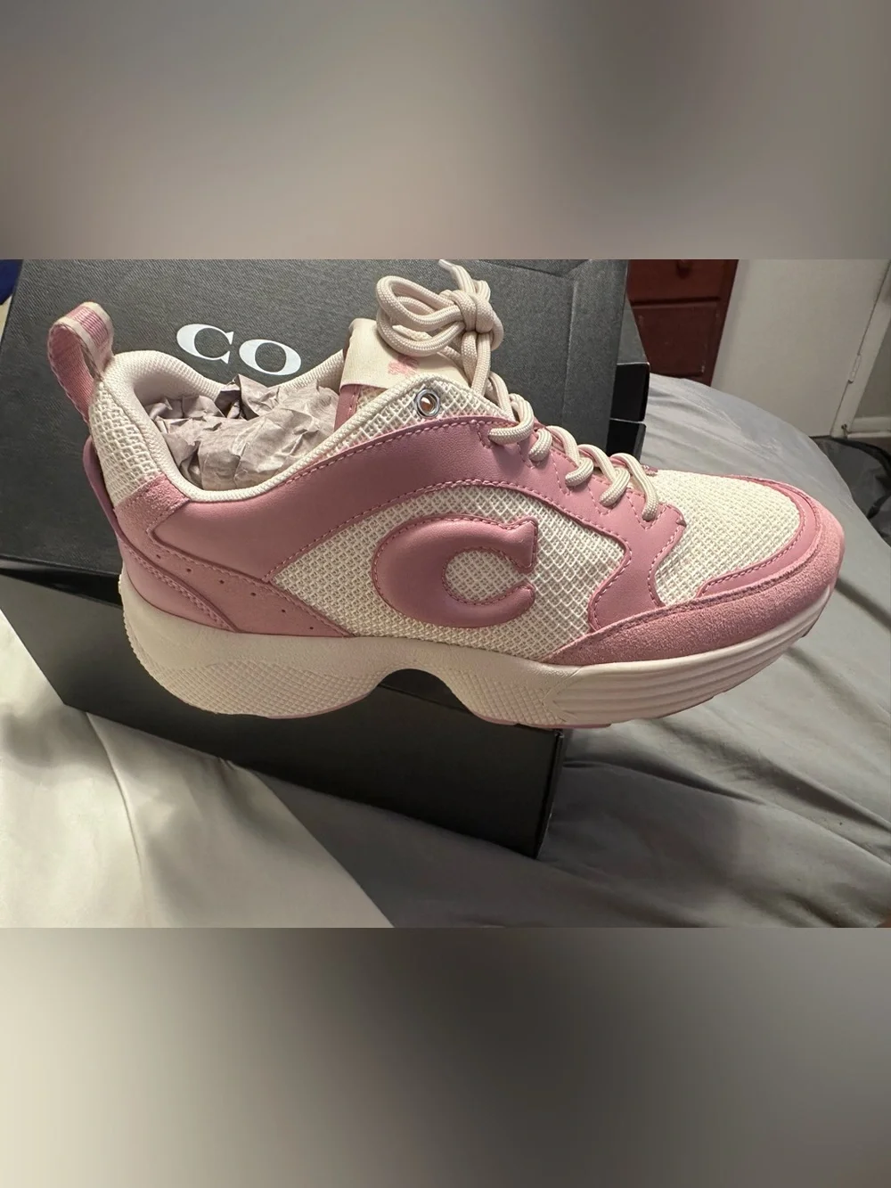Coach Pink and Cream C275 Sig Tech Sneakers